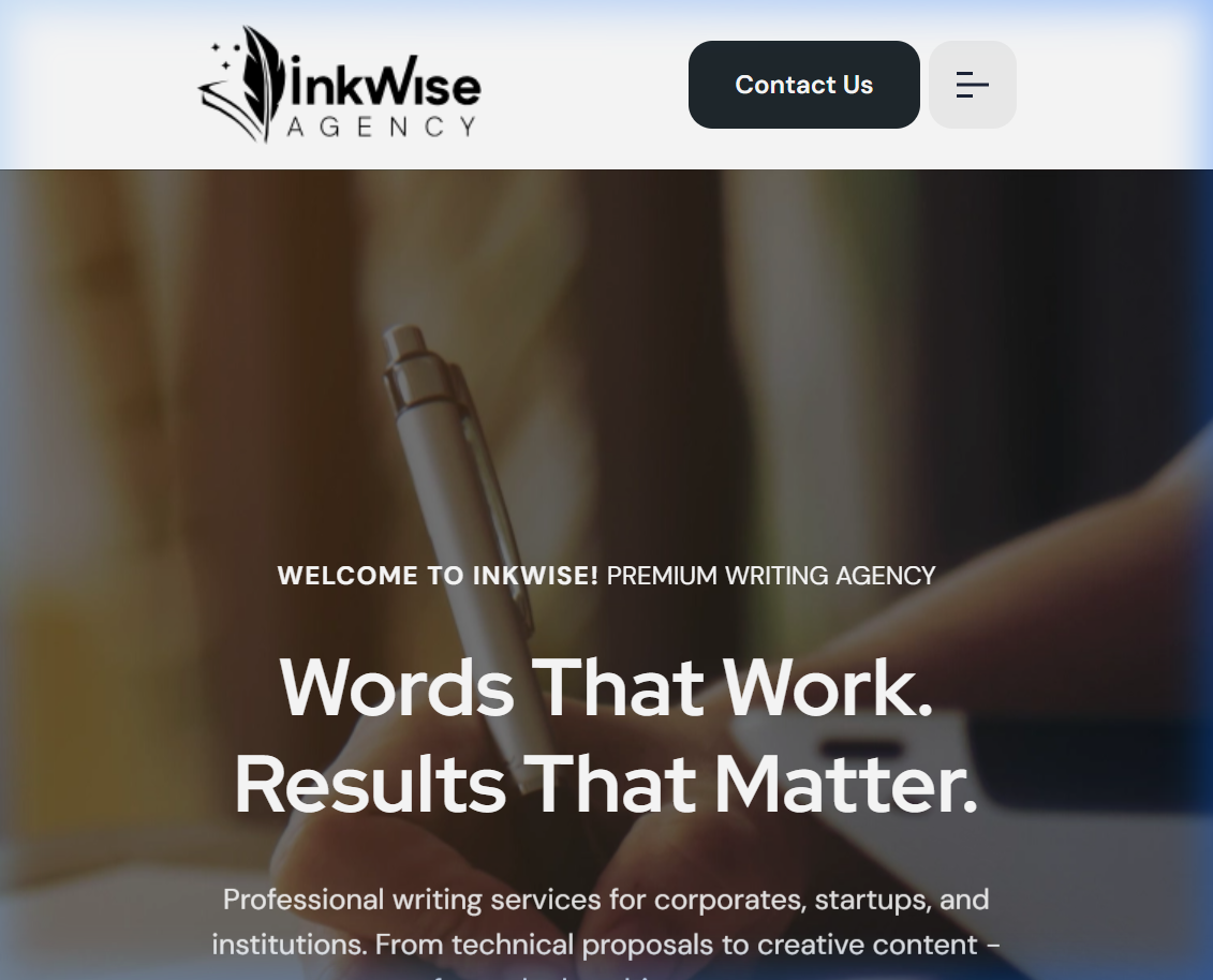 Inkwise Agency on a tablet